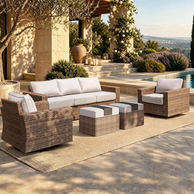 HERA’S HOUSE Swivel Glide Patio Furniture Set with 4.92 Inch Widened Armrest Chairs
